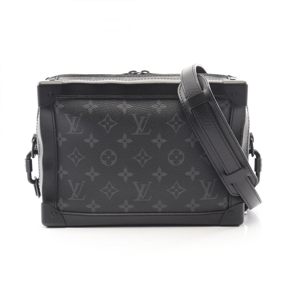 Louis Vuitton Soft Trunk Shoulder Bag Canvas Leather Monogram Eclipse Black